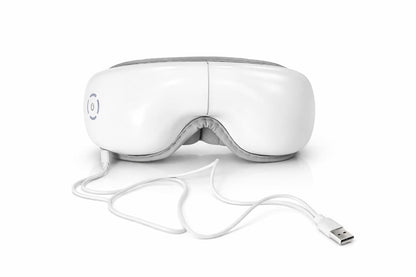Eye Massager with Heat & Vibration | Electric Eye Care Massager for Dark Circles, Strain & Relaxation | Portable Foldable Massage Device for Home & Travel (white)
