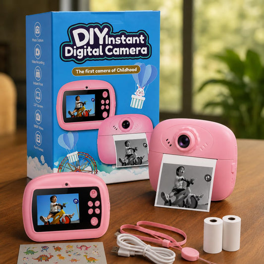 DIY Instant Print Mini Camera for Kids & Adults | Thermal Paper Printing Camera | 2.4” HD Screen | SD Card Support, Video Recording, Games & Music Player