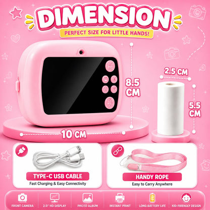 DIY Instant Print Mini Camera for Kids & Adults | Thermal Paper Printing Camera | 2.4” HD Screen | SD Card Support, Video Recording, Games & Music Player