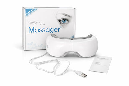 Eye Massager with Heat & Vibration | Electric Eye Care Massager for Dark Circles, Strain & Relaxation | Portable Foldable Massage Device for Home & Travel (white)