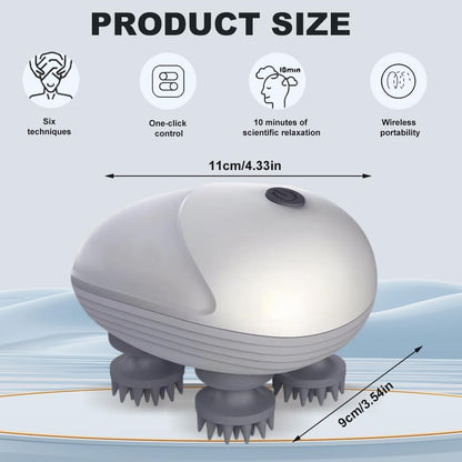 Smart Electric Head Scalp Massager with Soft Silicone Massage Claws, Rechargeable Hair Growth Device for Stress Relief, Portable Waterproof Scalp Care Massager