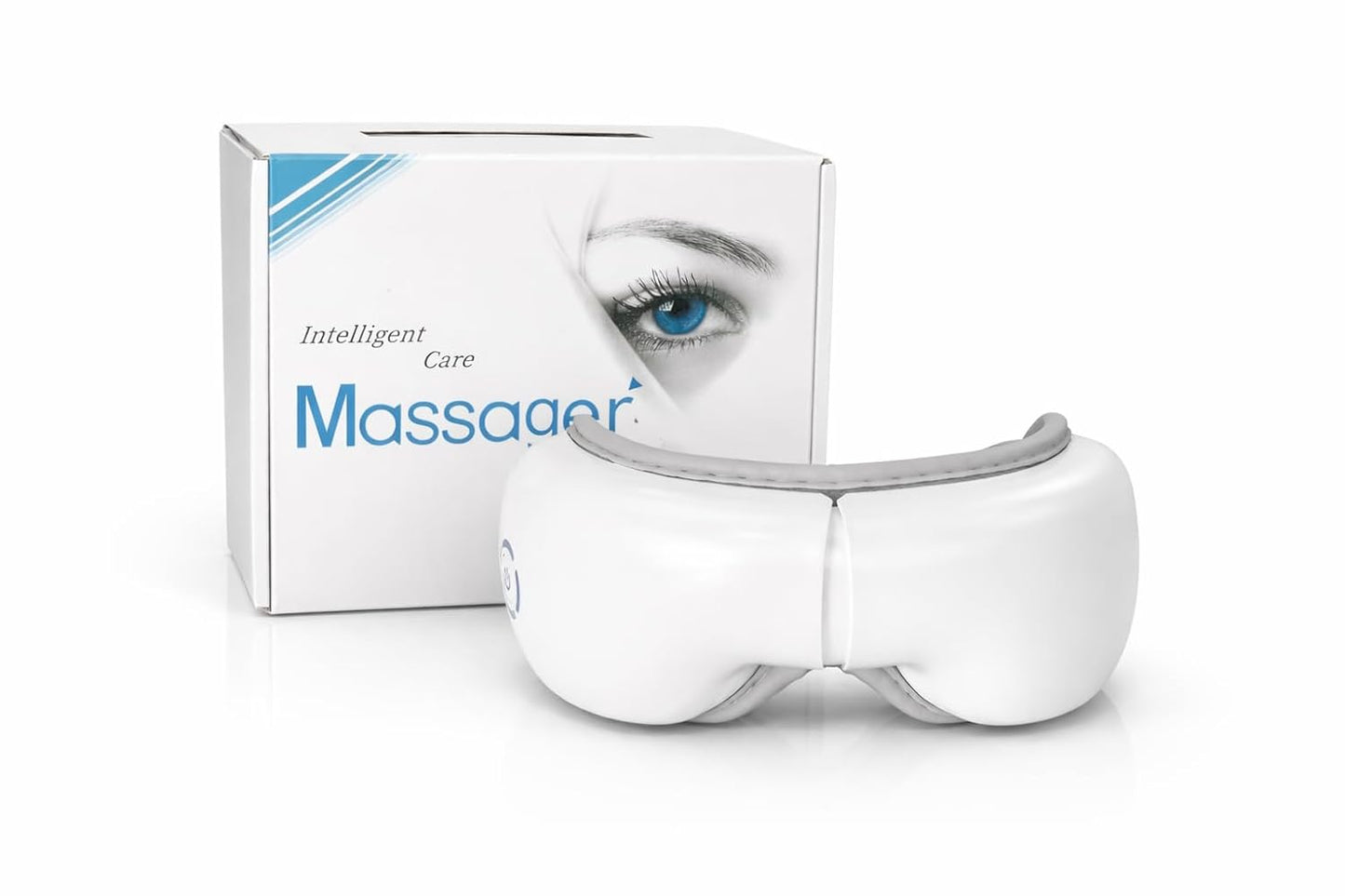 Eye Massager with Heat & Vibration | Electric Eye Care Massager for Dark Circles, Strain & Relaxation | Portable Foldable Massage Device for Home & Travel (white)