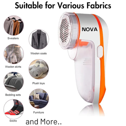NOVA Portable Electric Lint Remover for Clothes | Fabric Shaver & Fuzz Remover | 3-Blade Powerful Motor | Reusable Sweater Defuzzer | AC Plug & Play